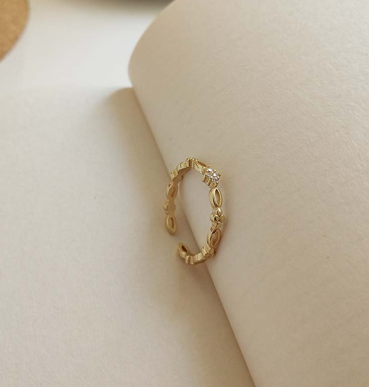 Slim gold-tone open adjustable ring