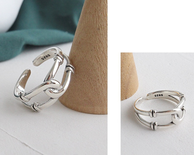 Silver-tone double band open ring