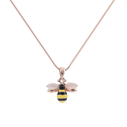 Rose gold-tone necklace with small bee pendant