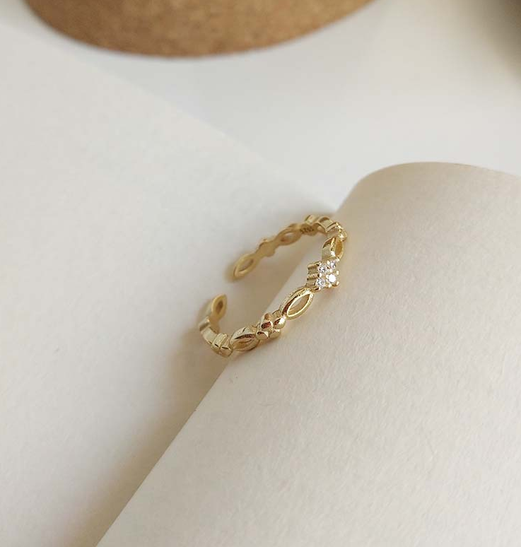 Slim gold-tone open adjustable ring