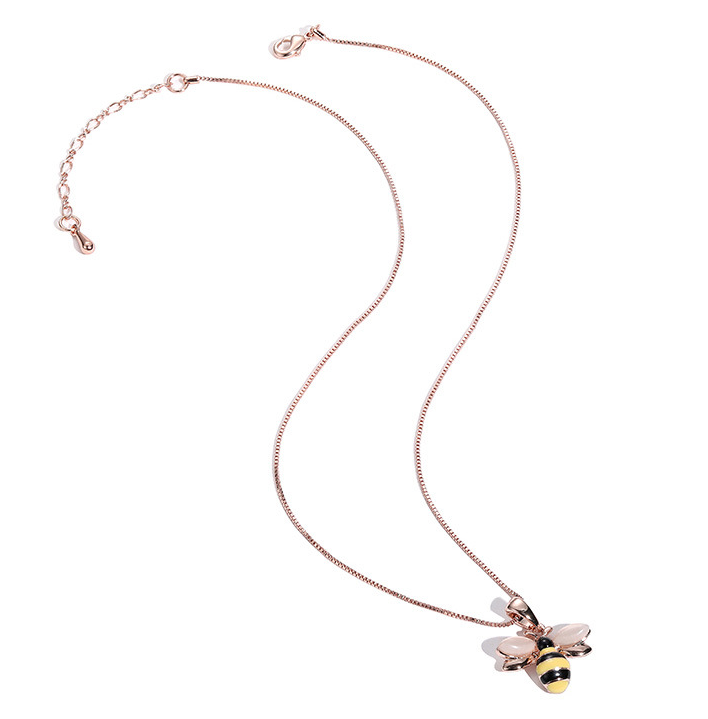 Rose gold-tone necklace with small bee pendant