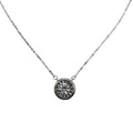 Silver-tone circle pendant necklace with zircon stones