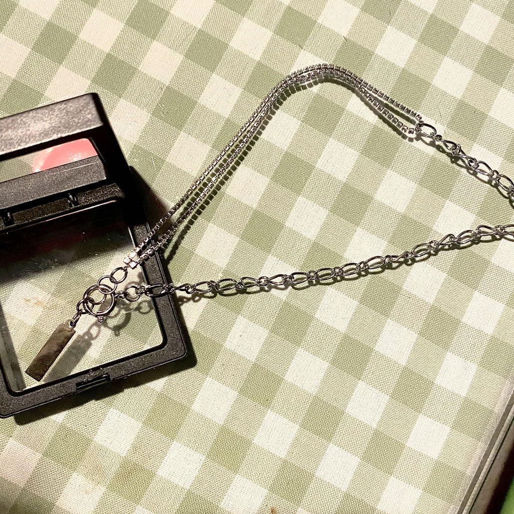Silver-tone toggle chain necklace with bar pendant