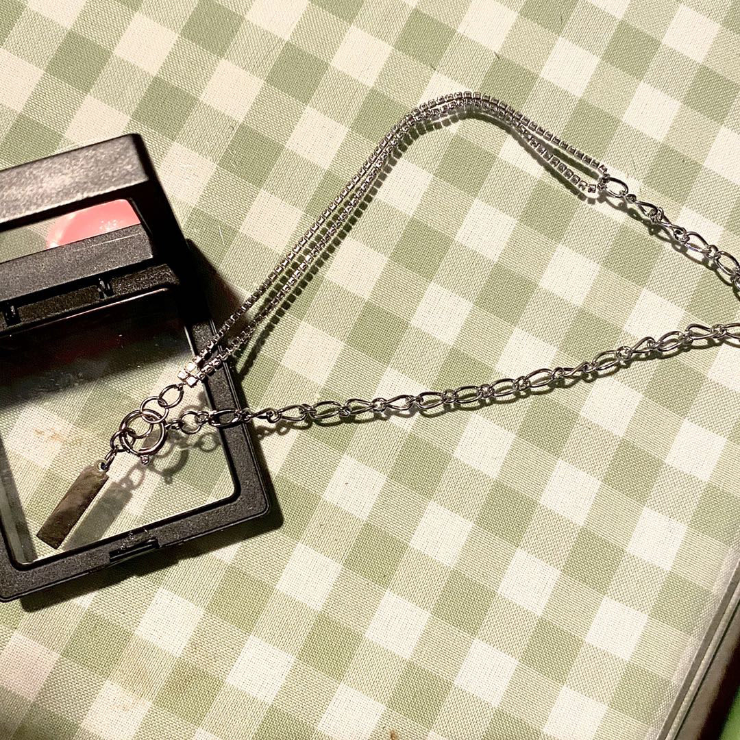 Silver-tone toggle chain necklace with bar pendant