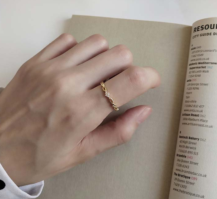 Slim gold-tone open adjustable ring