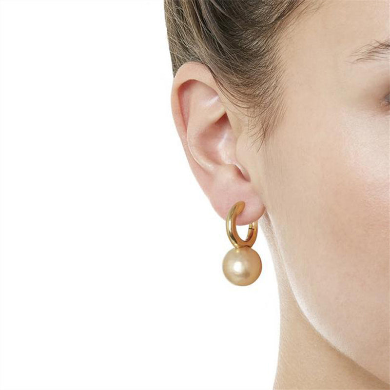Gold-tone huggie hoops with pearl-style drop