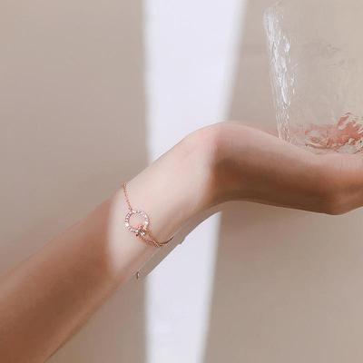 Dainty double circle chain bracelet