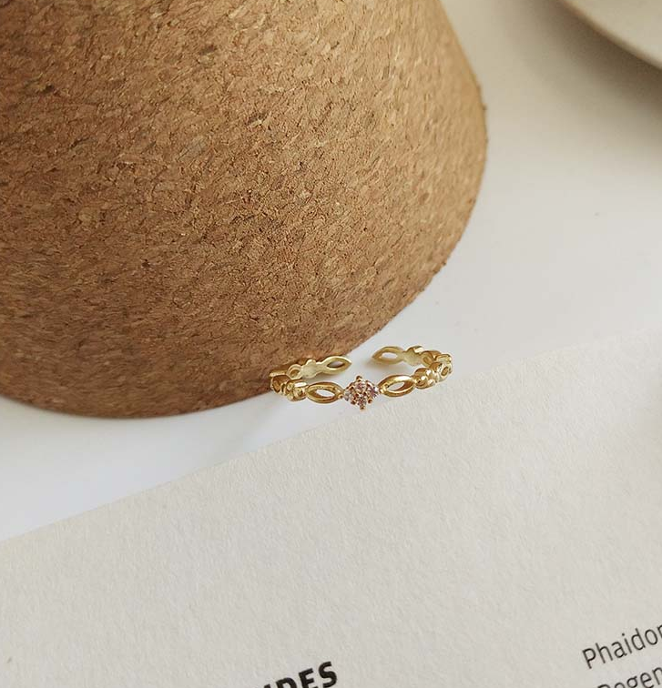 Slim gold-tone open adjustable ring