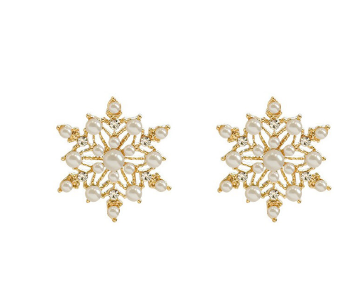 Gold-tone pearl-style earrings in a retro design