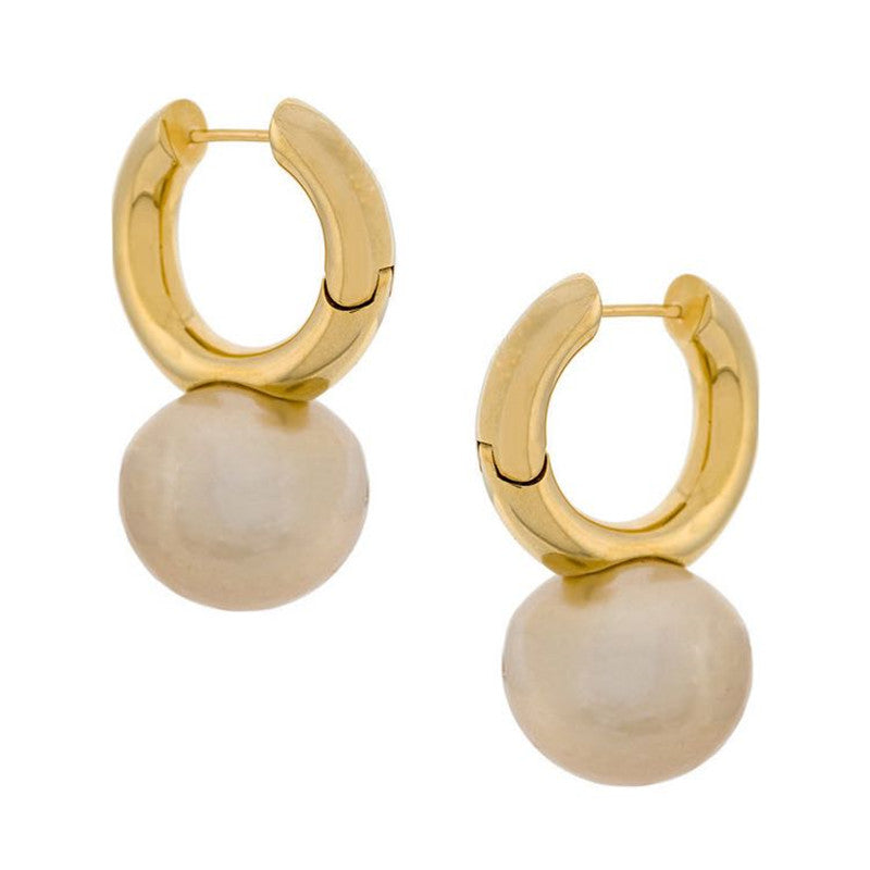 Gold-tone huggie hoops with pearl-style drop